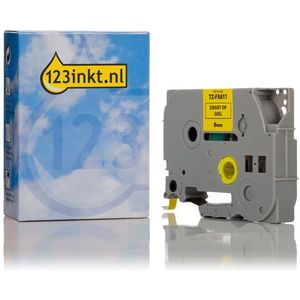 123inkt huismerk vervangt Brother TZe-FX611 Flexi ID tape zwart op geel 6 mm
