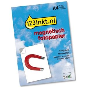123inkt.nl - Magnetisch Fotopapier - Hoogglans - A4 - 5 Vel