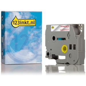 123inkt huismerk vervangt Brother TZe-132 tape rood op transparant 12 mm