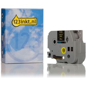 123inkt huismerk vervangt Brother TZe-354 tape goud op zwart 24 mm