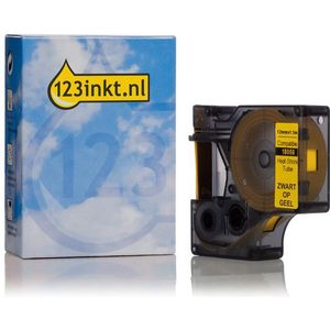 Dymo S0718310 / 18056 IND Rhino tape krimpkous zwart op geel 12 mm (123inkt huismerk)