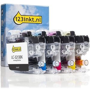 Inktcartridge Aanbieding: 123inkt huismerk vervangt Brother LC-3213 zwart + 3 kleuren