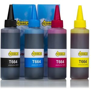 Epson aanbieding: 664-serie zwart + 3 kleuren Inktcartridge (123inkt huismerk)