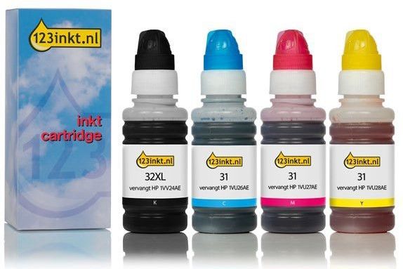 123inkt huismerk vervangt HP 32XL / HP 31 multipack zwart/cyaan/magenta/geel