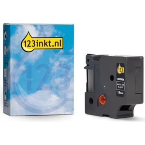 Dymo 1805436 IND Rhino tape vinyl wit op zwart 19 mm (123inkt huismerk)