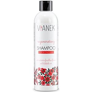 VIANEK regenererende shampoo voor natuurlijk blond of geblondeerd haar. Haarshampoo voor haarverzorging. Vegan natuurlijke cosmetica voor vrouwen en mannen. Maat 300 ml