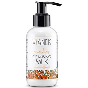 VIANEK Voedende reinigingsmelk. Milk make-up remover voor gevoelige huid verwijdert ogen lippenmake-up ook geschikt voor waterdichte make-up. Vegan natuurlijke cosmetica Maat 150ml.