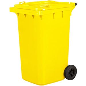 Jestic Vuilnisbak 120 240 met stille rubberen wielen, voor afvalscheiding, recycling binnen en buiten, EN840 (240 liter, geel)