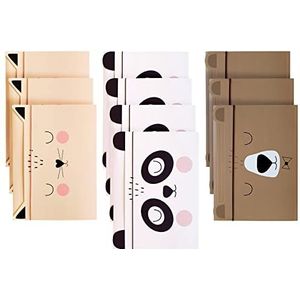 Map A5 - Soft-Touch - Binnen en Buiten Bedrukt - Grappige Vorm voor Kinderen - 3 Ontwerpen Assortiment: Kat + Beer + Panda - Pak van 10 stuks