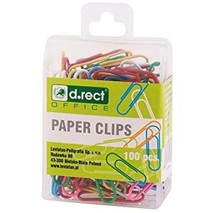 D.RECT Gekleurde Paperclips 28mm 100 Stuks in Plastic Doosje