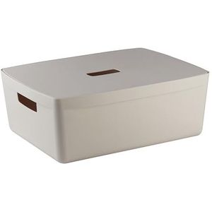 IDEA HOME Opbergdoos, kunststof, organizer, box, manden, opslag, kunststof box voor badkamer, rek met deksel, 19 liter