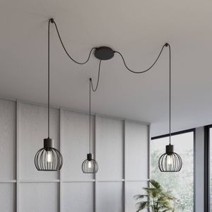 SIGMA Hanglamp Luto 3 met drie kooikappen, zwart