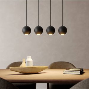 HELAM Midnight hanglamp in zwart 4-lamps lang