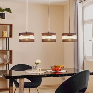 HELAM Balk hanglamp Helen zwart-goud 3-lamps