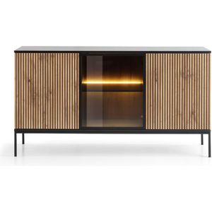 Selsey Tosena - Drie-deurs Dressoir 154 cm - Zwart/Wotan eik met verlichting