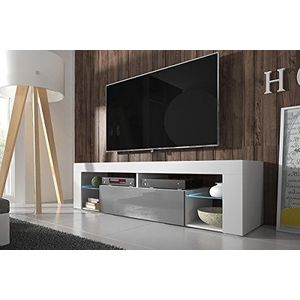 Selsey Hugo – tv-lowboard/tv-kast (140 cm, zwart mat/grijs hoogglans, optioneel met ledverlichting)