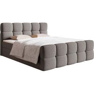 Chloe - Boxspring - Grijs - Teddystof - Met Opbergruimte