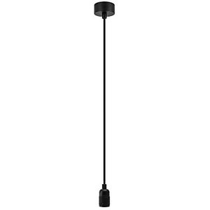 Sotto Luce Bi minimalistische hanglamp - zwart - metaal - 1,5 m stofkabel - zwarte stalen plafondroos - 1 x E27 lamphouder
