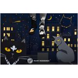 Many Mornings - Sokken - Zwart - Kattenmotief - Uniek Design