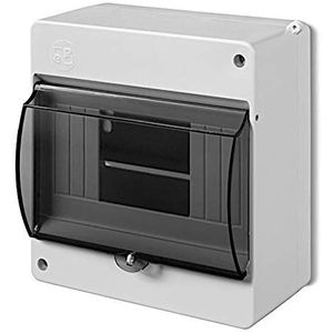 Elektro-Plast Zekeringkast IP30 verdeelkast rookglazen deksel opbouw AP vochtige ruimtes onderverdeling 6 PLE, zwart