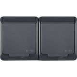 Elektro-Plast - DOUBLE SOCKET IP44 0325-07 - DUBBELE CONTACTDOOS - Lichtgrijs - Voor Buitengebruik