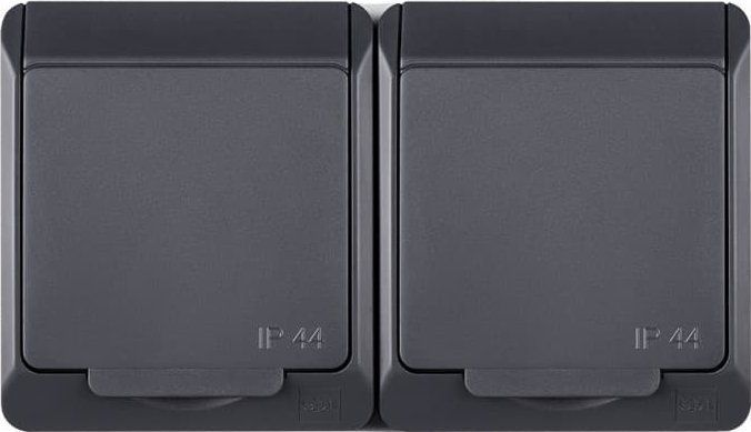 Elektro-Plast - DOUBLE SOCKET IP44 0325-07 - DUBBELE CONTACTDOOS - Lichtgrijs - Voor Buitengebruik