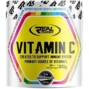 Real Pharm Vitamin C Pakket van 1 x 200g - L-Ascorbinezuur - Poeder (Raspberry Strawberry)