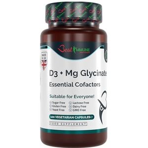 Verbeterde magnesiumglycinaat 400 mg + Vitamine D3 1000IU EssentiÃ«le Cofactoren Natuurlijk Premiumkwaliteit Weerstandsversterking Maximale Opname