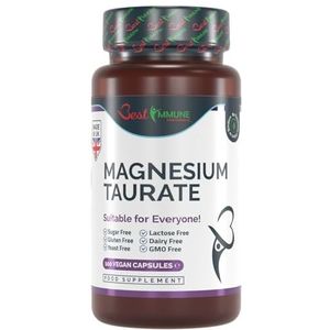 Natuurlijke Magnesiumtauraat 500 mg Premium Kwaliteit Ideale Sterkte 100 Veganistische Capsules Hoogste Biologische Beschikbaarheid