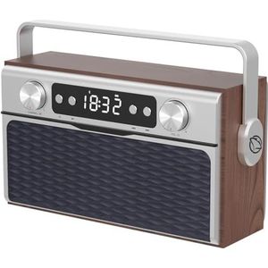 MANTA Radio Ibiza RDI917PRO - met Bluetooth 5.0 - FM-radio met 50 zendergeheugenplaatsen - hoog vermogen 20 W - ingebouwde batterij - klok met alarm - wekkerradio - 25,5 cm x 19 cm x 9,5 cm