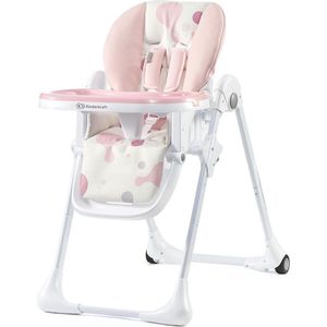 Kinderkraft - YUMMY - Hoge Kinderstoel - Roze - Ergonomisch - Opvouwbaar - Verstelbare Rugleuning