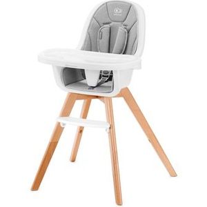 Kinderkraft houten kinderstoel TIXI, kinderstoel voor voeden, ergonomisch, met waterdichte bekleding, eenvoudig te reinigen, met voetensteun, afneembaar eetblad, voor kinderen, Grijs