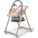 Kinderkraft LASTREE Kinderstoel 2in1 vanaf de geboorte, Wipstoel baby met speelboog speelgoed heeft, Liggende positie, Verstelbaar dienblad voetsteun, Hoge rugleuning, Zachte zitting, Beige