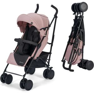 Kinderkraft SIESTA Parapluwagen tot 22 kg - Lichtgewicht en Compacte Reiswandelwagen met Verstelbare Rugleuning, Uitschuifbare Kap en Verstelbare Voetsteun - Geschikt vanaf 6 maanden - Eenvoudig op te vouwen en te vervoeren - Roze