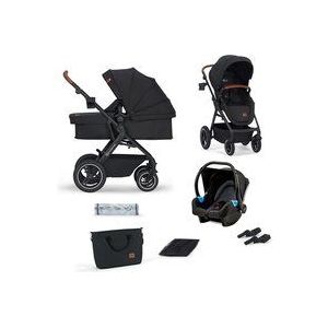 Kinderkraft B-TOUR - multifunctionele kinderwagen 3-in-1 - omvormbaar XL zitje/wieg - TRAVEL SYSTEM met autostoeltje - luchtbanden met vering - waterdichte kap met UPF50+ filter - verstelbare duwstang - snel inklapbaar met zitje - Zwart