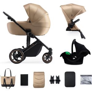 KINDERKRAFT - Combinatiekinderwagen 3in1 PRIME - Kleur Sandrose Beige