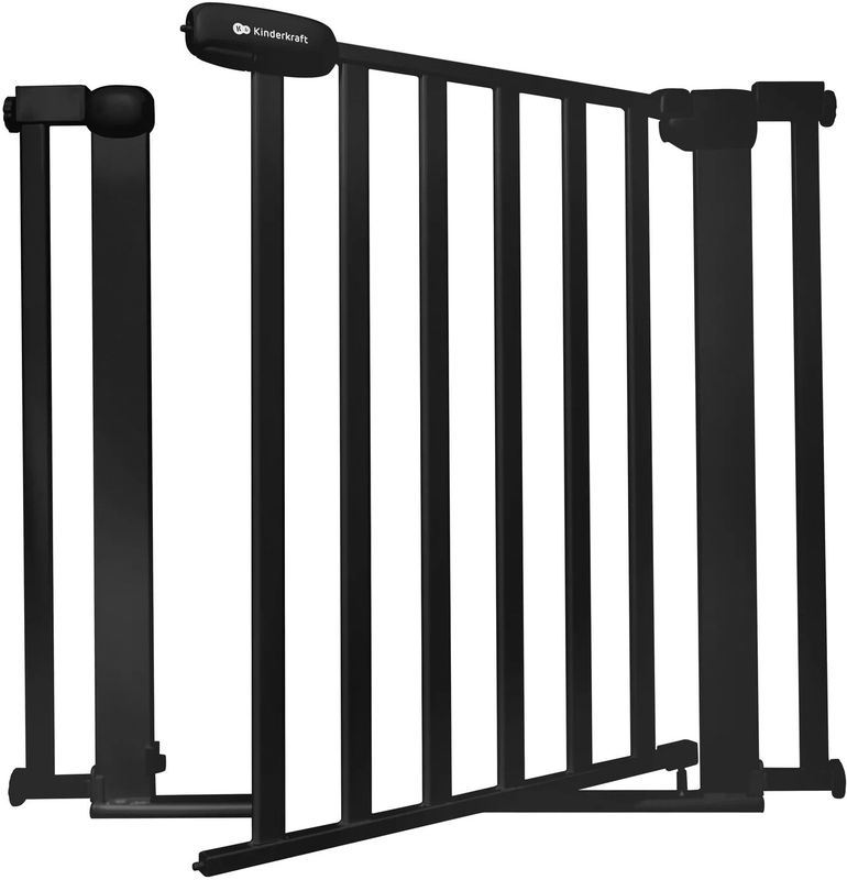 Kinderkraft LOCK&GO Deurveiligheidshek van 75 tot 103 cm, Traphek, opent tot 90 graden, Zonder boren, dubbele beveiliging, zwart