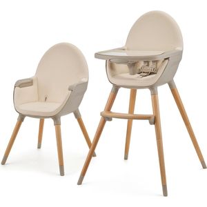 Kinderkraft - FINI 2 - 2-in-1 Kinderstoel - Beige - Kunstleer - Verstelbare Tray