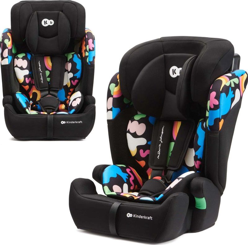 Kinderkraft COMFORT UP I-SIZE - Autostoeltje 76-150 cm - 9-36 kg - Diepe zitting - Afstelbare hoofdsteun - Veiligheidssystemen - Eenvoudig te reinigen - Groep 1/2/3 - Tot 12 jaar - Happy Shapes