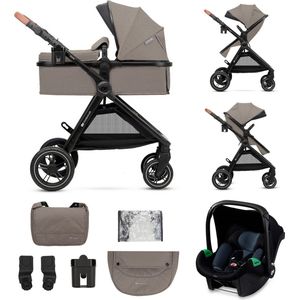 Kinderkraft ESME - 3-in-1 Kinderwagen - Elegante Ontwerp - Omvormbare Wiegbak naar Buggy - TRAVEL SYSTEM met Autostoel en Adapteren - Geveerde TPE Wielen - Compacte Opvouwbaarheid - Accessoires Inbegrepen - Sand Beige