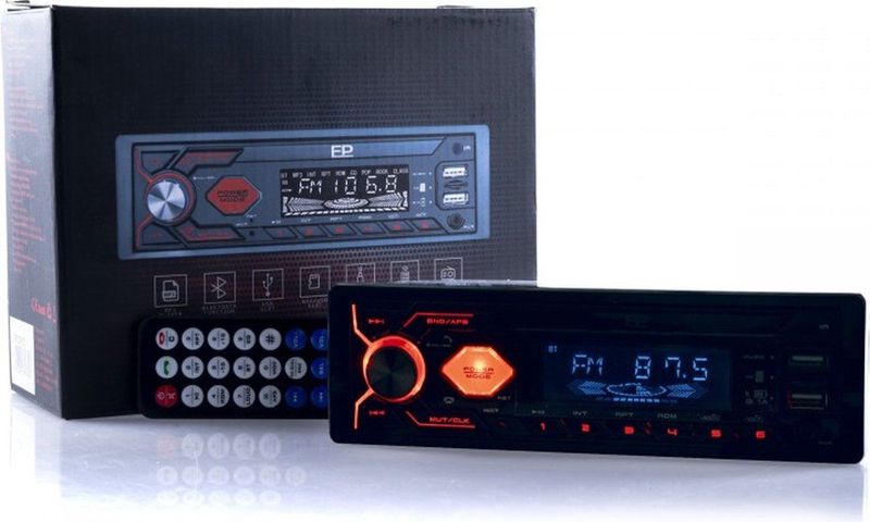 Einparts - Auto Inbouw Radio - Bluetooth - SD Kaart - USB - Rode LED Verlichting