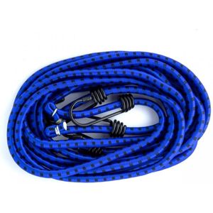 Einparts Flexibel Elastisch Koord Spin met Haken Blauw 2M (set)
