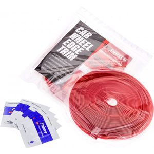 Einparts Velgen Decoratie Strip Bescherming Flexibel met Tape Rood (8 meter)