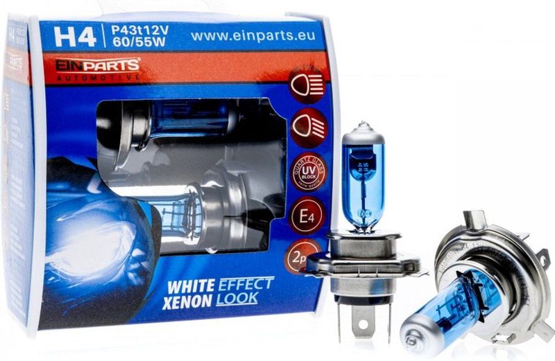 Einparts - Xenon Glow Pro H4 - Koplampen - Wit - Dimlicht 6000K - Set van 2