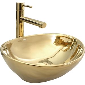 Rea opzetwastafel SOFIA GOLD wastafel handwasbak wastafel voor badkamer gemaakt van hoogwaardig keramiek (goud)