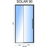 REA Solar Black Douchedeur met Schuifdeur 90 x 195 cm - 6 mm Mat Zwart