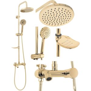 REA Douchemengkraan opbouw - Regendouche 20 cm - Glans goud - Luxe badkamerervaring
