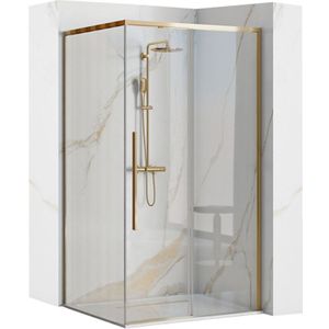 Rea Solar Gold 90X90 - 195 cm - Douchecabine - Vierkant - Goud
