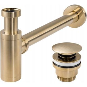 REA Wastafelsifon met afvoerplug - Geborsteld Goud