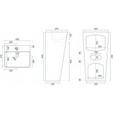 REA Aris Wastafelzuil - 44 x 37.5 x 83 cm - Glans Marmerlook
